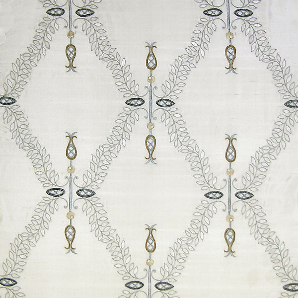 Old World Weavers Fabric White Hall/Frost Fabric 100% SILK INDIA LIGHT DUTY </p><p>Repeat: H: 15", V: 12.75" 52" - My Fabric Connection -