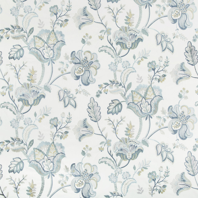 Lee Jofa Fabric Bradford Emb Juniper/Lagoon Fabric COTTON - 75%;VISCOSE - 15%;RAYON - 10% India </p><p>Repeat: H: 49, V: 31.5 49 - My Fabric Connection -