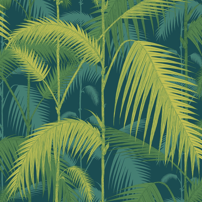 Cole & Son Wallcovering Palm Jungle Petrol/Lime Wallcovering PAPER - 100% United Kingdom </p><p>Repeat: H: 20.5, V: 25 20.5 - My Fabric Connection -