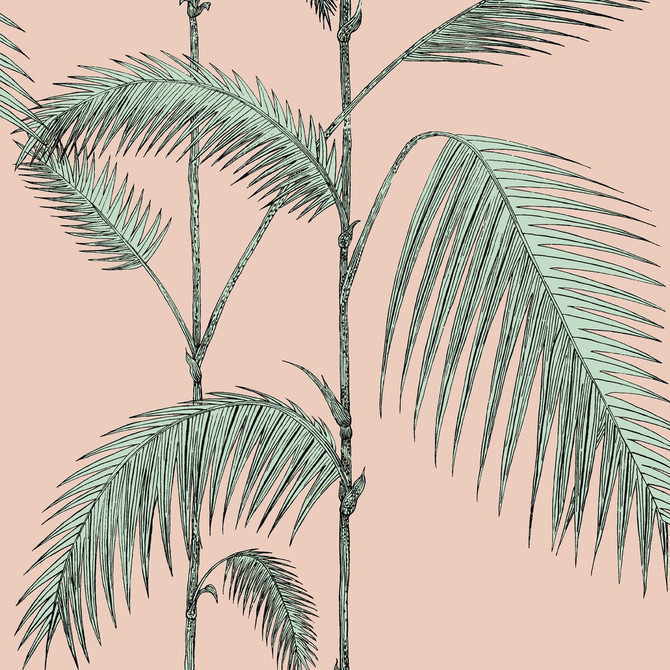 Cole & Son Wallcovering Palm Leaves Plaster Pink/Mint COLE & SON ICONS PAPER - 100% United Kingdom Horizontal: and Vertical: 28.3 20.5 - My Fabric Connection -