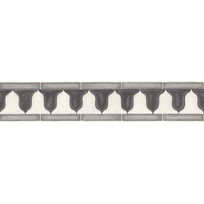 Cole & Son Wallcovering Zellige Border Soot & Snow