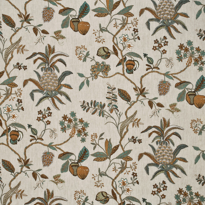 G P & J Baker Fabric Exotic Pineapple Linen Sage/Dove OLEANDER COLLECTION LINEN - 54%;VISCOSE - 46% India Horizontal: 51.22 and Vertical: 29.944 51.22 - My Fabric Connection -