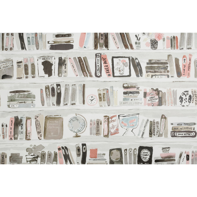 Kravet Design Wallcovering Bella Books Blush KATE SPADE WHIMSIES PAPER - 100% United States Horizontal: 54 and Vertical: 41.5 54 - My Fabric Connection -
