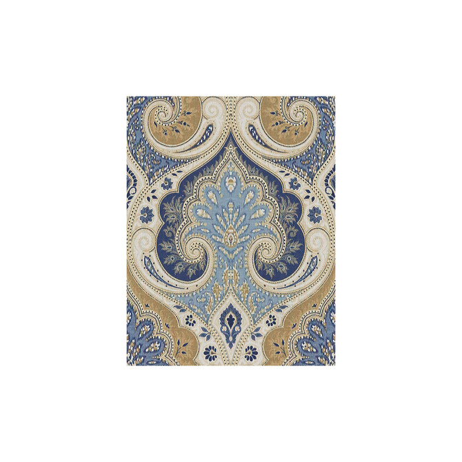 Baker Lifestyle Fabric Latika Indigo/Cashew Fabric LINEN - 100% China MEDIUM </p><p>Repeat: H: 13.5, V: 18 54.5 - My Fabric Connection -