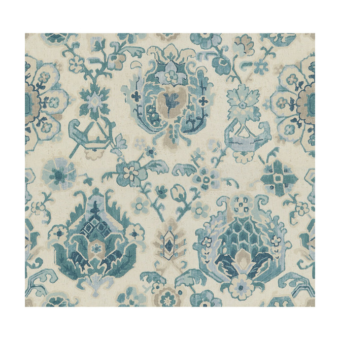 Kravet Basics Fabric Saroukrug Aquamarine Fabric LINEN - 100% China MEDIUM </p><p>Repeat: H: 27, V: 25 54.5 - My Fabric Connection -
