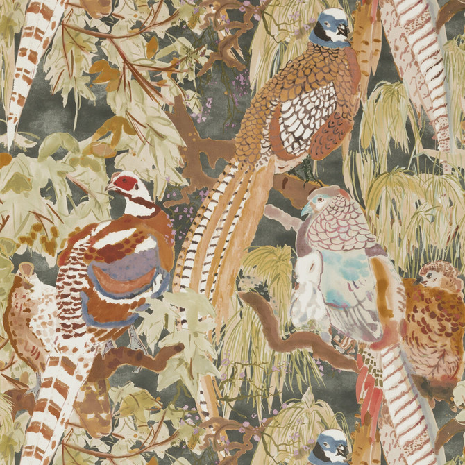 Mulberry Wallcovering Game Birds Charcoal MODERN COUNTRY PAPER - 100% United Kingdom - Horizontal: 26.989 and Vertical: 24.034 26.989 - My Fabric Connection -