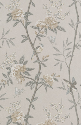 G P & J Baker Wallcovering Peony & Blossom Dove/Silver