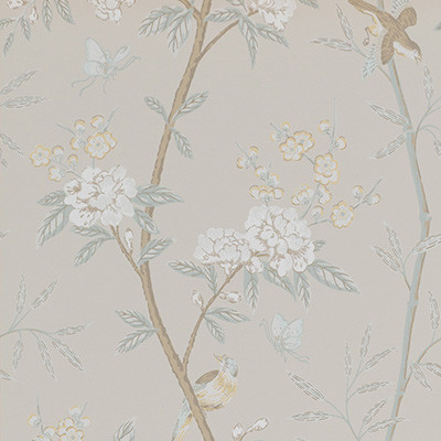 G P & J Baker Wallcovering Peony & Blossom Soft Aqua