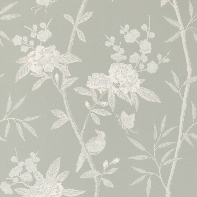 G P & J Baker Wallcovering Peony & Blossom Soft Blue SIGNATURE NON WOVEN - 100% United Kingdom Horizontal: 20.488 and Vertical: 25.61 20.488 - My Fabric Connection -