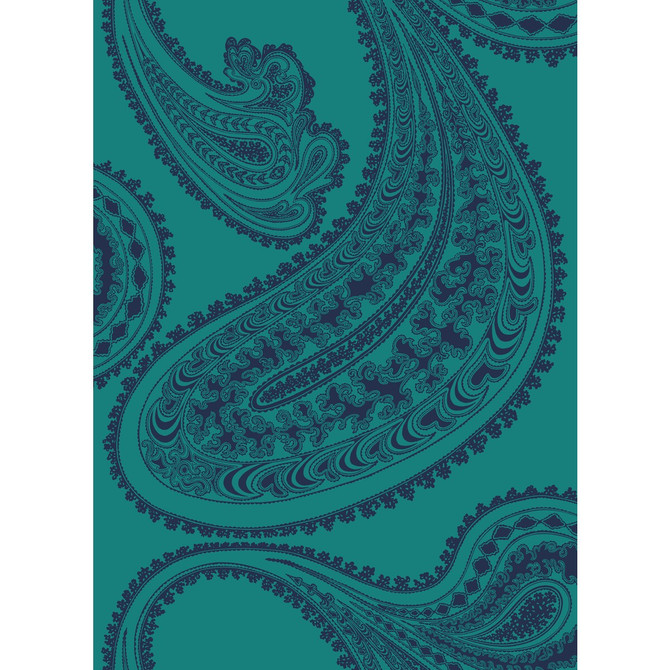 Cole & Son Fabric Rajapur Ink On Petrol Fabric COTTON - 66%;VISCOSE - 31%;POLYESTER - 3% Italy HEAVY </p><p>Repeat: H: 17.45, V: 24 52.36 - My Fabric Connection -