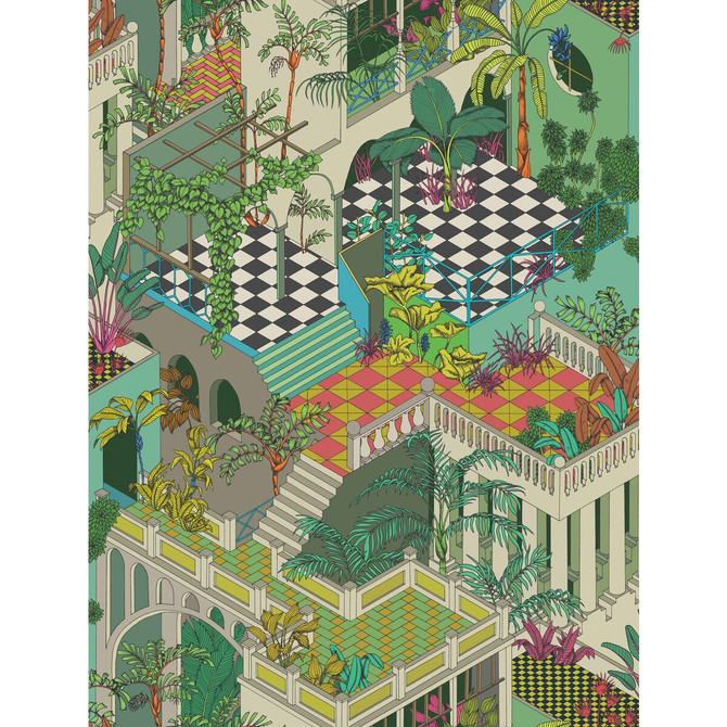 Cole & Son Fabric Miami Olivegreen Multi COLE & SON CONTEMPORARY FABRICS COTTON - 100% Italy HEAVY Horizontal: 28.94 and Vertical: 38.2 57.87 - My Fabric Connection -