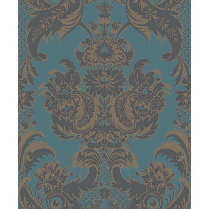 Cole & Son Wallcovering Wyndham Teal And Charcoal COLE & SON ALBEMARLE PAPER - 100% United Kingdom Horizontal: and Vertical: 25.22 21 - My Fabric Connection -