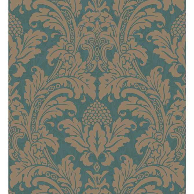 Cole & Son Wallcovering Blake Teal And Silver Wallcovering PAPER - 100% United Kingdom </p><p>Repeat: H: , V: 20.88 21 - My Fabric Connection -