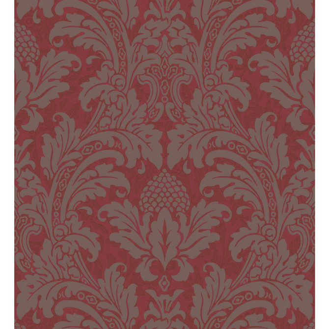 Cole & Son Wallcovering Blake Red And Silver COLE & SON ALBEMARLE PAPER - 100% United Kingdom - Horizontal: - and Vertical: 20.88 21 - My Fabric Connection -