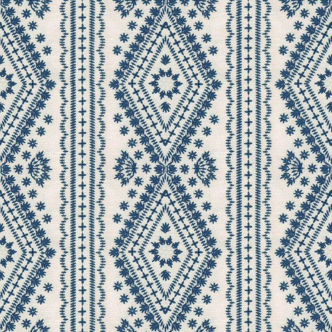 Lee Jofa Fabric Lucknow Blue OSCAR DE LA RENTA III POLYESTER - 75%;LINEN - 15%;COTTON - 10% India LIGHT Horizontal: 7.25 and Vertical: 7.5 51 - My Fabric Connection -