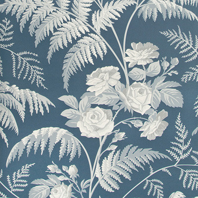Cole & Son Wallcovering Rose White/Ice Blue/Denim