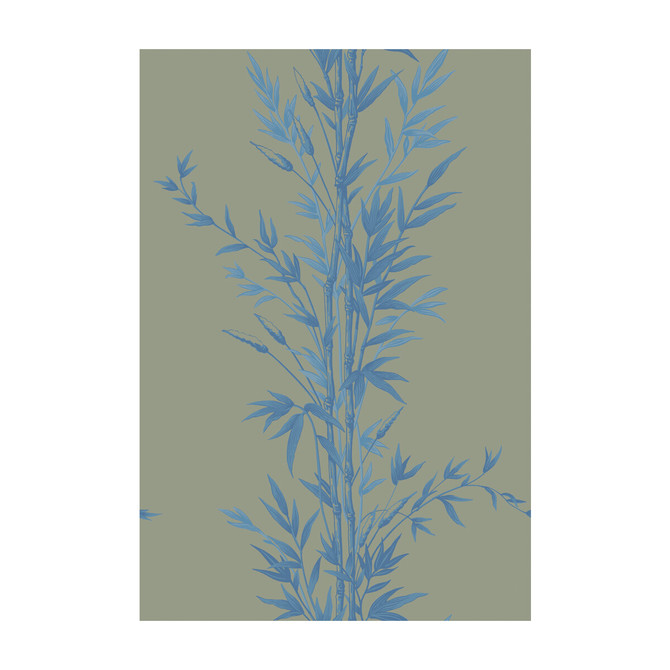 Cole & Son Wallcovering Bamboo Blue On Khaki COLE & SON ARCHIVE ANTHOLOGY PAPER - 100% United Kingdom Horizontal: and Vertical: 30 20.5 - My Fabric Connection -