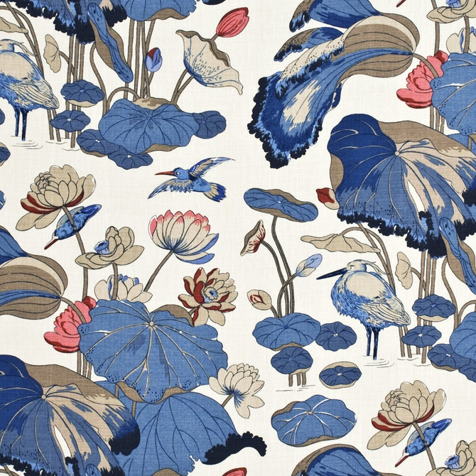 G P & J Baker Fabric Nympheus - Linen Indigo/Marine/Linen Fabric LINEN - 100% United Kingdom </p><p>Repeat: H: 53.978, V: 34.278 53.978 - My Fabric Connection -