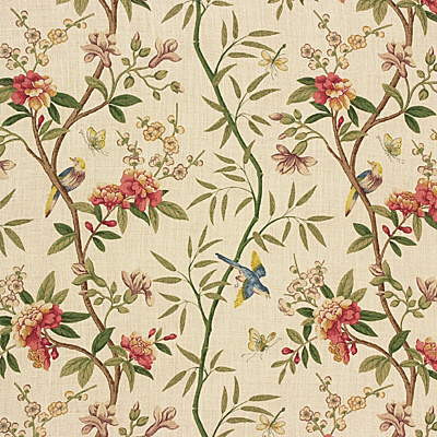 G P & J Baker Fabric Peony & Blossom Sage/Beige PERANDOR COLLECTION LINEN - 100% United Kingdom LIGHT Horizontal: 26.989 and Vertical: 31.52 53.978 - My Fabric Connection -