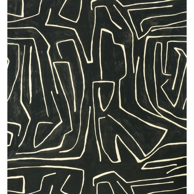 Groundworks Wallcovering Graffito Onyx/Beige KELLY WEARSTLER WALLPAPERS II PAPER - 100% United States Horizontal: 54 and Vertical: 54 54 - My Fabric Connection -
