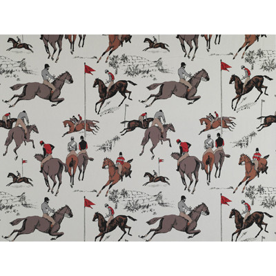 Gaston Y Daniela Fabric Hipodromo Crudo/Rojo GASTON BILBAO COLLECTION COTTON - 100% Spain MEDIUM Horizontal: 27.325 and Vertical: 26.5 55 - My Fabric Connection -