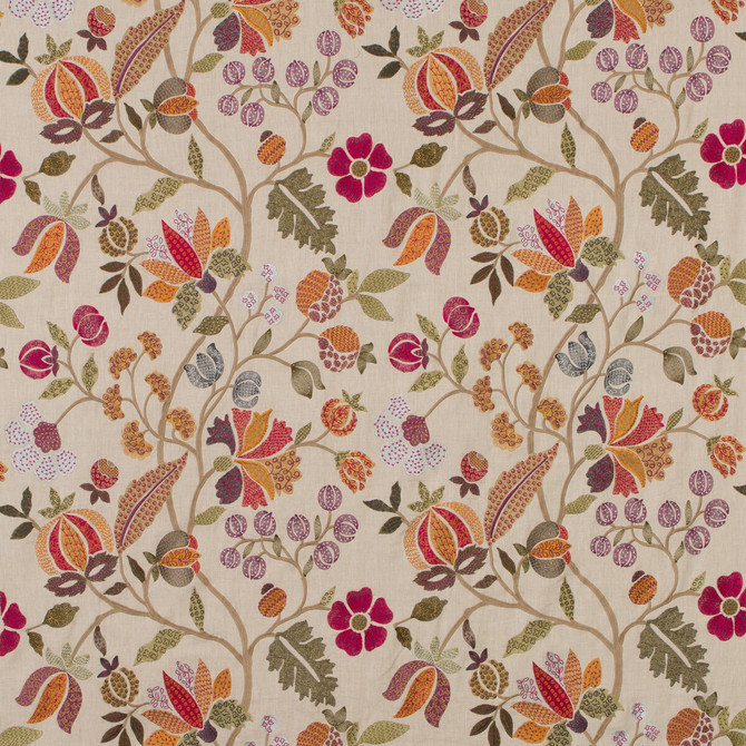 Mulberry Fabric Wilderness Multi BOHEMIAN ROMANCE LINEN - 75%;VISCOSE - 20%;POLYESTER - 5% India Horizontal: 25.216 and Vertical: 31.52 50.432 - My Fabric Connection -