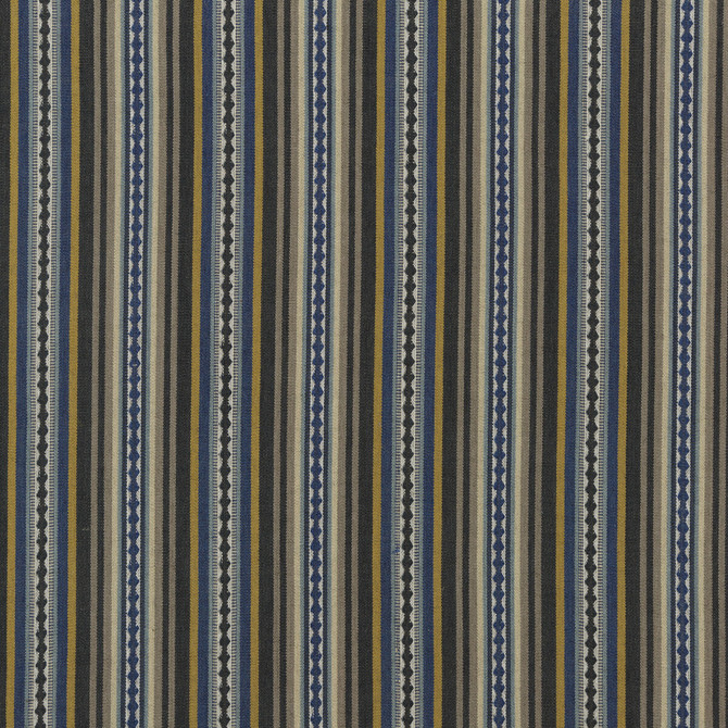 Mulberry Fabric Dalton Stripe Indigo/Ochre FESTIVAL COTTON - 60%;JUTE - 40% India - Horizontal: 9.062 and Vertical: - 53.978 - My Fabric Connection -