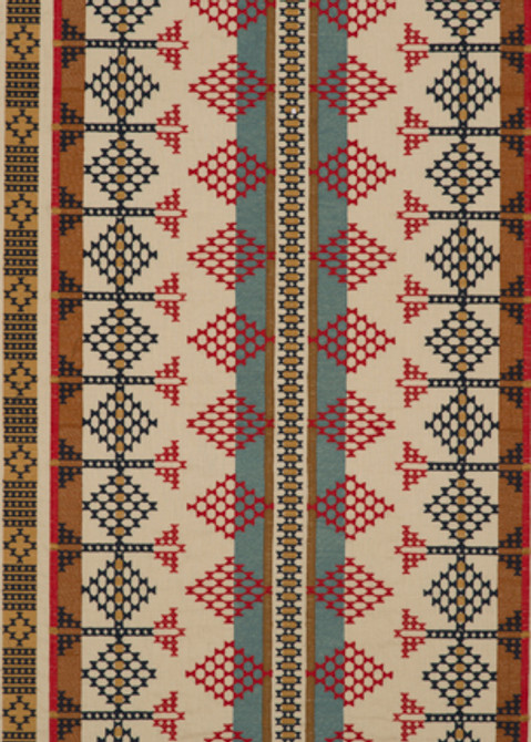 Mulberry Fabric Saddle Blanket Indigo/Red BOHEMIAN TRAVELS LINEN - 75%;POLYESTER - 25% India - Horizontal: 24.428 and Vertical: 7.88 48.856 - My Fabric Connection -