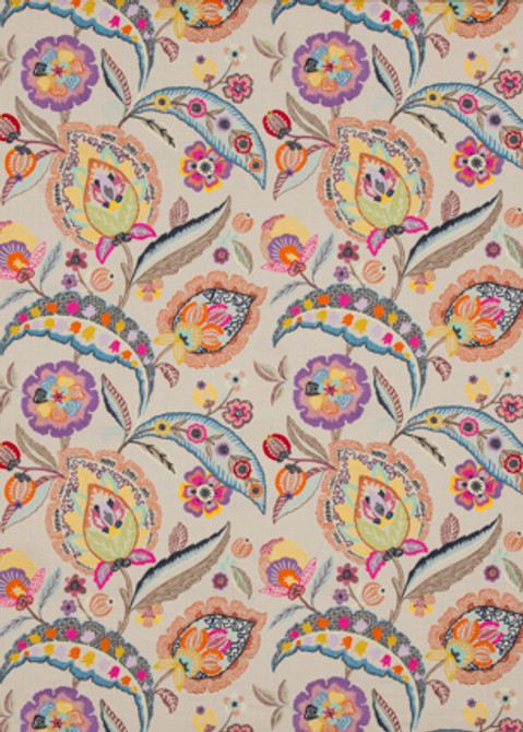 Mulberry Fabric Oakwood Multi BOHEMIAN TRAVELS LINEN - 52%;RAYON - 48% India - Horizontal: 25.216 and Vertical: 30.338 50.432 - My Fabric Connection -