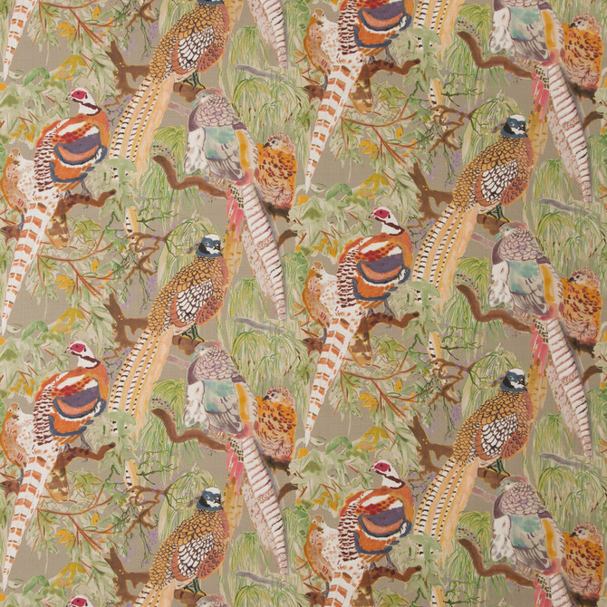 Mulberry Fabric Game Birds Linen Stone/Multi Fabric LINEN - 100% Austria HEAVY </p><p>Repeat: H: 28.959, V: 24.034 57.918 - My Fabric Connection -