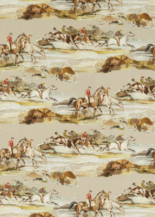 Mulberry Fabric Morning Gallop Linen Grey/Sand