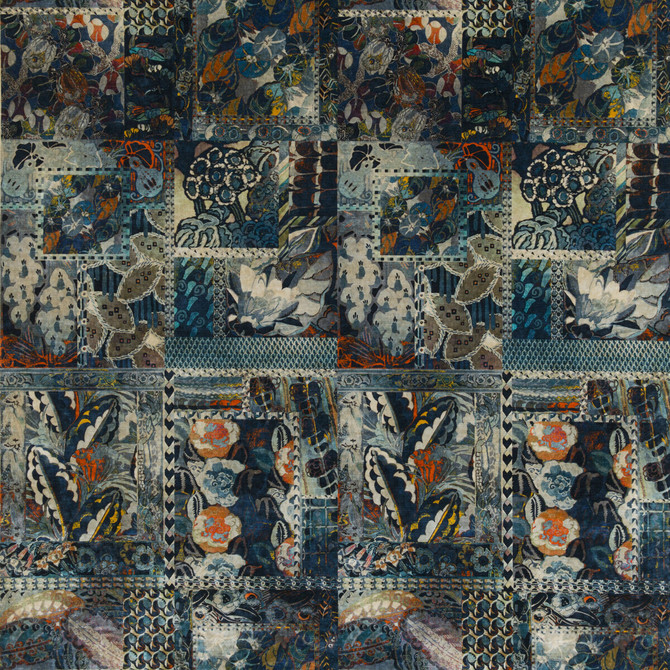 G P & J Baker Fabric Barcelona Teal RIO VELVETS VISCOSE - 55%;COTTON - 45% Italy HEAVY Horizontal: 26.792 and Vertical: 52.008 53.584 - My Fabric Connection -