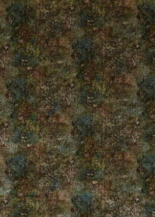 G P & J Baker Fabric Persian Garden Velvet Teal/Spice