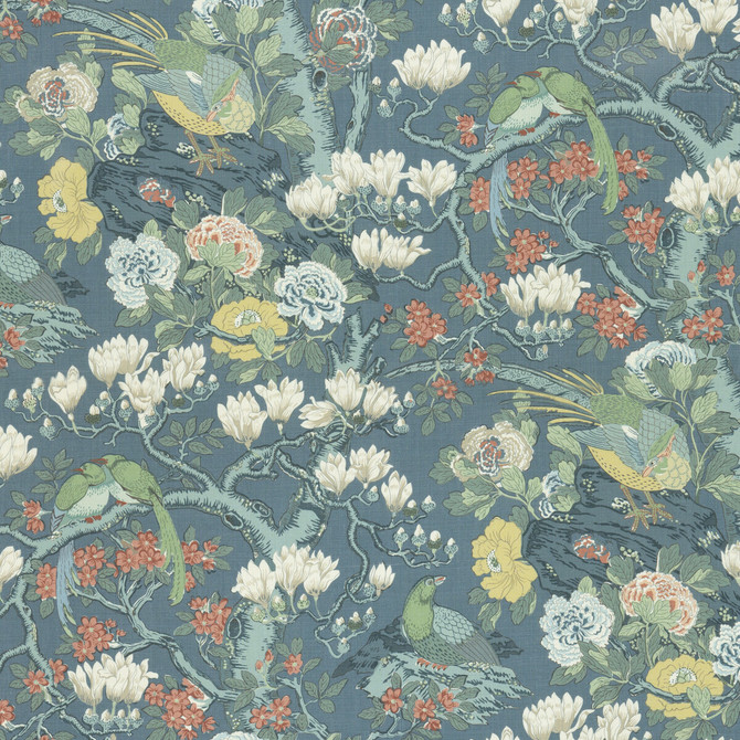 G P & J Baker Fabric Rockbird Signature Teal SIGNATURE PRINTS LINEN - 100% Thailand MEDIUM Horizontal: 48.068 and Vertical: 40.976 48.068 - My Fabric Connection -