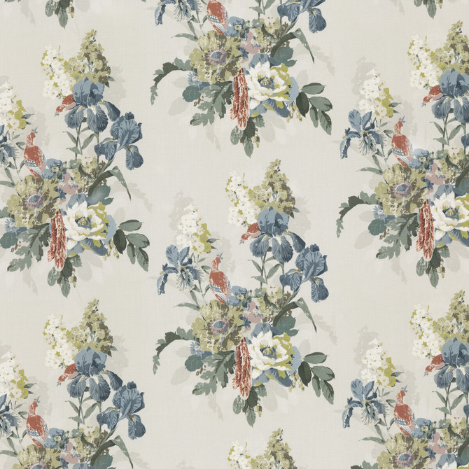G P & J Baker Fabric Bird & Iris Indigo Fabric LINEN - 100% Thailand MEDIUM </p><p>Repeat: H: 17.336, V: 25.61 52.796 - My Fabric Connection -