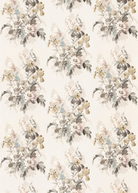 G P & J Baker Fabric Bird & Iris Ivory/Mole