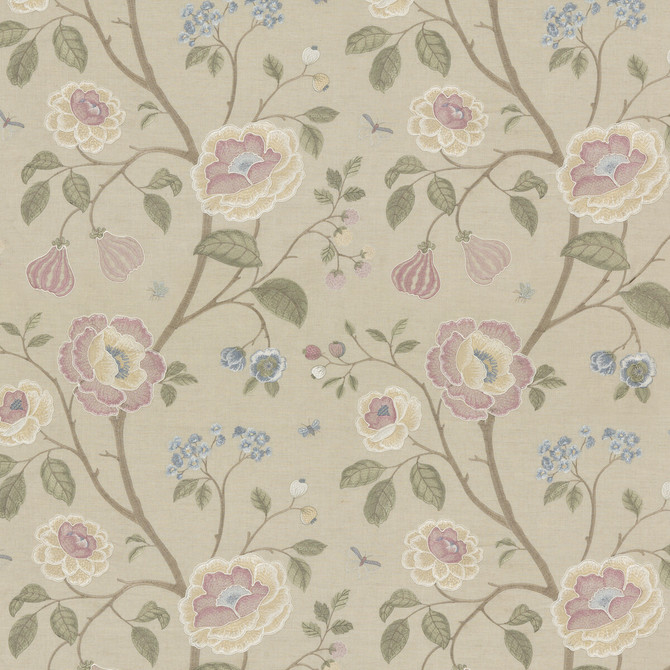 G P & J Baker Fabric Lillington Blush KESWICK EMBROIDERIES LINEN - 40%;COTTON - 30%;VISCOSE - 30% India Horizontal: 25.216 and Vertical: 29.944 50.432 - My Fabric Connection -