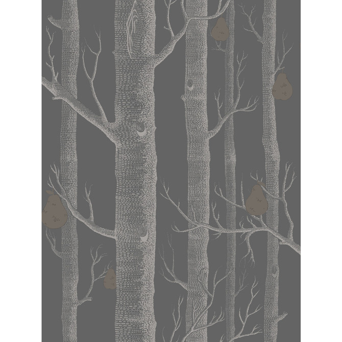 Cole & Son Wallcovering Woods & Pears Gilver/Black CONTEMPORARY RESTYLED PAPER - 100% United Kingdom Horizontal: 21 and Vertical: 27.5 21 - My Fabric Connection -