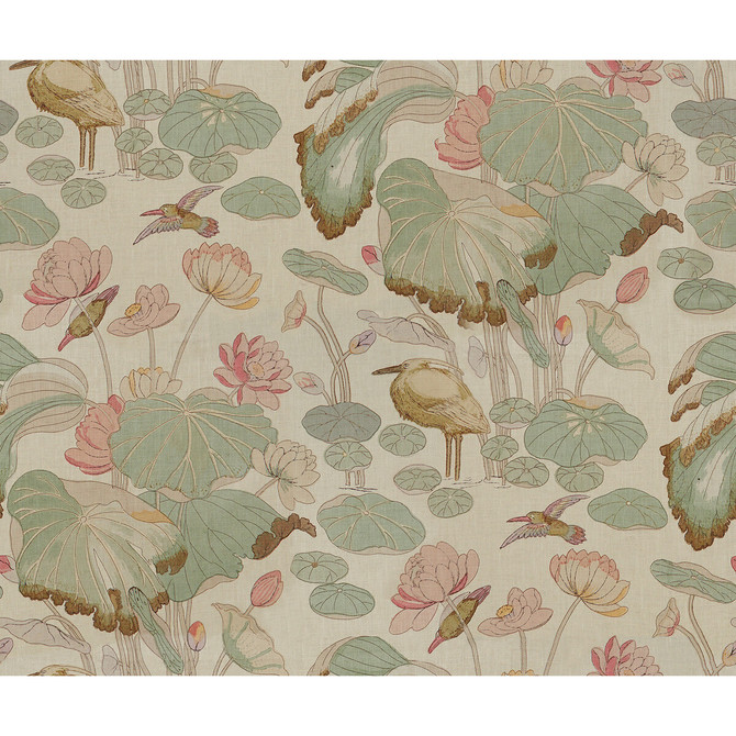 Lee Jofa Fabric Nympheus Twill Shell/Jade LINEN - 100% Thailand Horizontal: 50 and Vertical: 42 50 - My Fabric Connection -