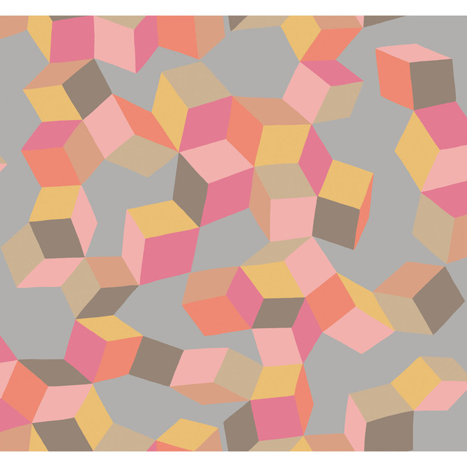 Cole & Son Wallcovering Puzzle Pink And Orange COLE & SON GEOMETRIC II PAPER - 100% United Kingdom Horizontal: and Vertical: 25.2 27 - My Fabric Connection -