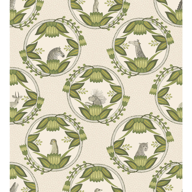 Cole & Son Wallcovering Ardmore Cameos Stone & Green COLE & SON ARDMORE PAPER - 100% United Kingdom Horizontal: and Vertical: 30 27 - My Fabric Connection -