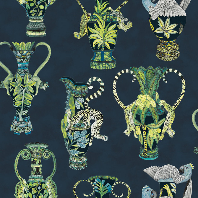Cole & Son Wallcovering Khulu Vases Midnight COLE & SON ARDMORE PAPER - 100% United Kingdom Horizontal: and Vertical: 27 27 - My Fabric Connection -