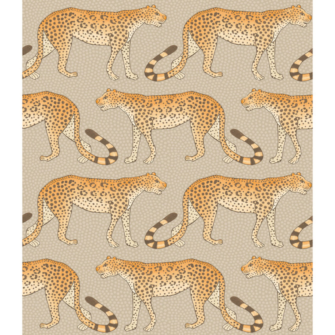 Cole & Son Wallcovering Leopard Walk Stone & Orange COLE & SON ARDMORE PAPER - 100% United Kingdom Horizontal: and Vertical: 12 20.5 - My Fabric Connection -
