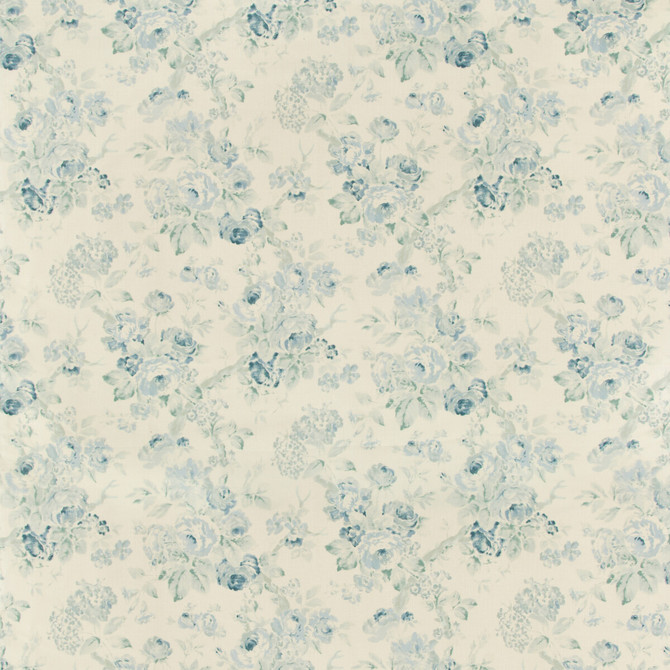Lee Jofa Fabric Garden Roses Aqua/Blue SUZANNE RHEINSTEIN III LINEN - 100% United Kingdom MEDIUM Horizontal: 20 and Vertical: 32 60 - My Fabric Connection -