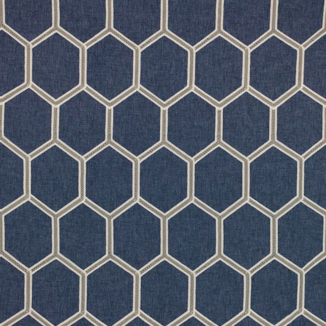 RM CoCo Fabric Trovaso Trellis Indigo Inspired Living Vol 16 72% Polyester 21% Cotton 7% Linen See Sample 0 Horizontal: 4.3700811 and Vertical: 9.3307137 54 - My Fabric Connection -