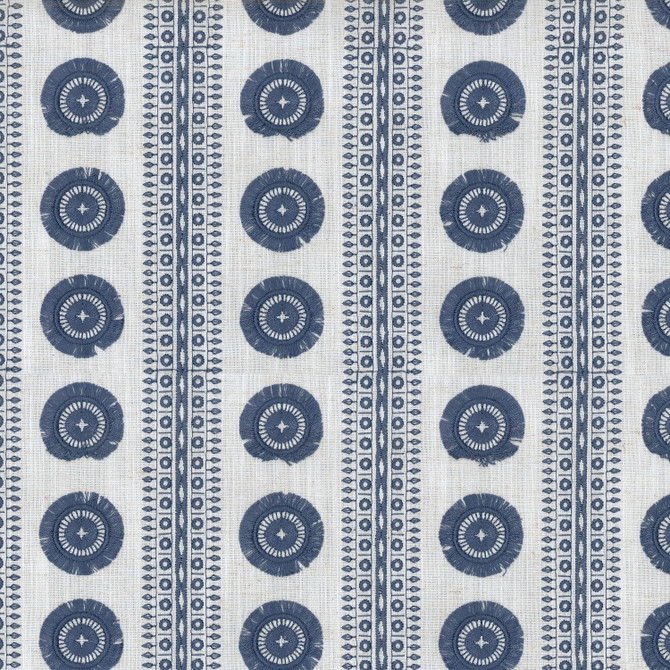 PKL Studio Fabric Adornment Emb Midnight 407372 BESPOKEN I Base:83% Polyester 11% Cotton 6% Linen Embroid:100% Rayon INDIA Wyzenbeek 9,000 Horizontal: 3.80" and Vertical: 3.00" 55" - My Fabric Connection -