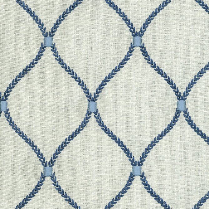 Williamsburg Fabric Deane Embroidery Porcelain 700091 DEANE EMBROIDERY 70% Rayon 30% Linen Embroid:100% Rayon INDIA Wyzenbeek 39,000 Horizontal: 4.25" and Vertical: 6.25" 54" - My Fabric Connection -