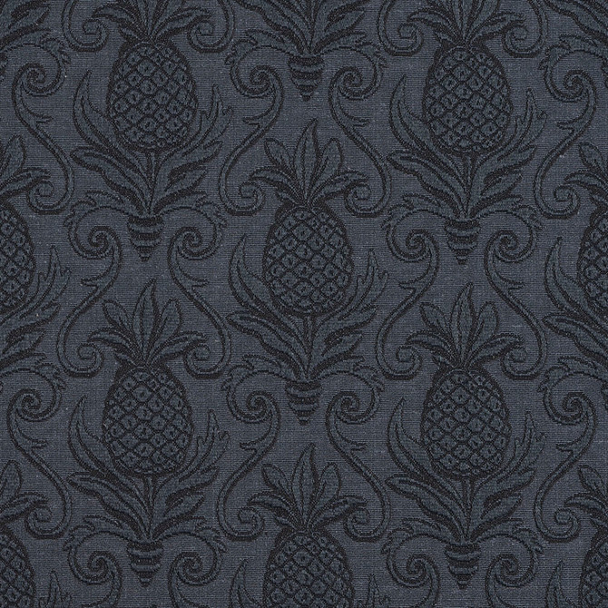 Charlotte Fabric 5521 Delft/Pineapple Enchanted Gardens 75% Cotton, 25% Polyester Asia Exceeds 70,000 Wyzenbeek Rubs (Heavy Duty) Horizontal: 7.0" x Vertical: 7.5" 54 Inches - My Fabric Connection -