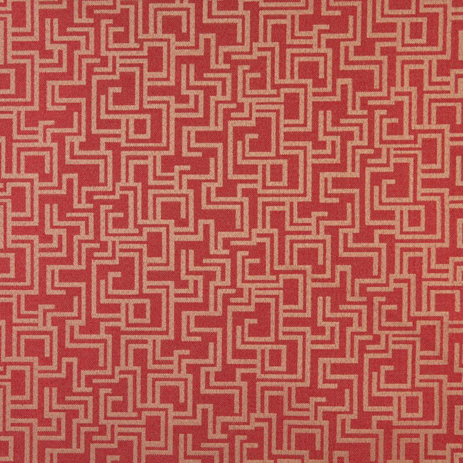 Charlotte Fabric 6638 Ruby/Geometric Outdoor/Indoor Oasis III 100% Woven Polyester Made In USA Exceeds 48,000 Wyzenbeek Rubs (Heavy Duty) Horizontal: 29.0" x Vertical: 10.0" 54 Inches - My Fabric Connection -