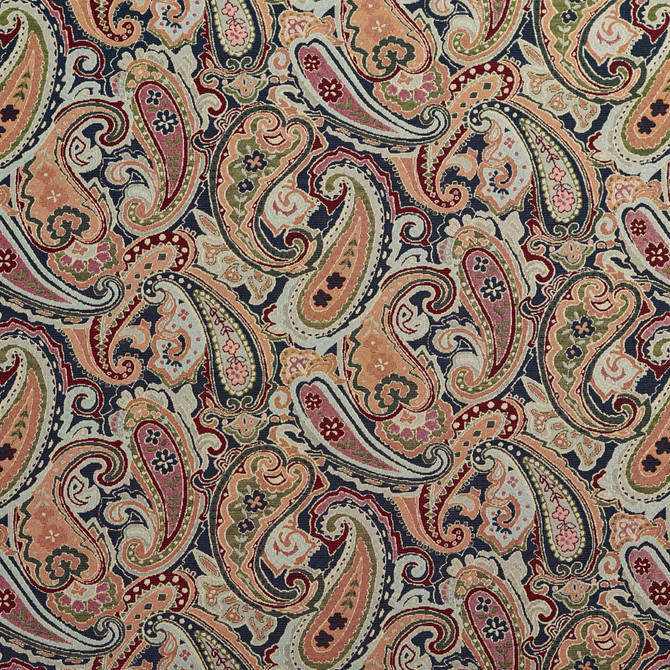 Charlotte Fabric 1971 Navy Paisley Tapestry Classics 70% Polyester, 30% Cotton Asia Exceeds 45,000 Wyzenbeek Rubs (Heavy Duty) Horizontal: 28.5" x Vertical: 15.25" 54 Inches - My Fabric Connection -